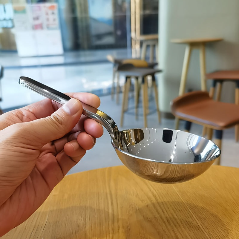 1pc Large Korean-Style Serving Spoon - Heavy-Duty Stainless Steel Soup & Main Dish Utensil with Rust-Resistant Round Handle, Wide Bowl for, Restaurants, Buffets, Catering - Durable Kitchen Spoons for Soup, Salad, Desserts, Easy-Clean