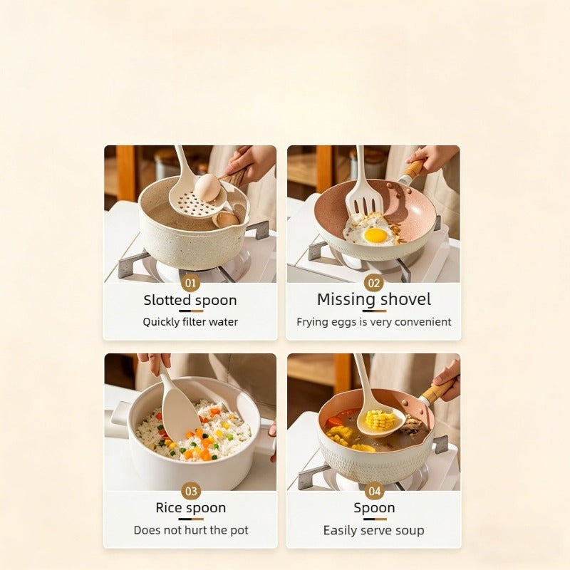 Five-Piece Set of Kitchen Utensils, Spatula, Silicone Spatula, Non-Stick Pan, Household Kitchen Utensils, Cooking Spatula, Spoon Colander Set, Kitchen Utensils, Frying Spoon