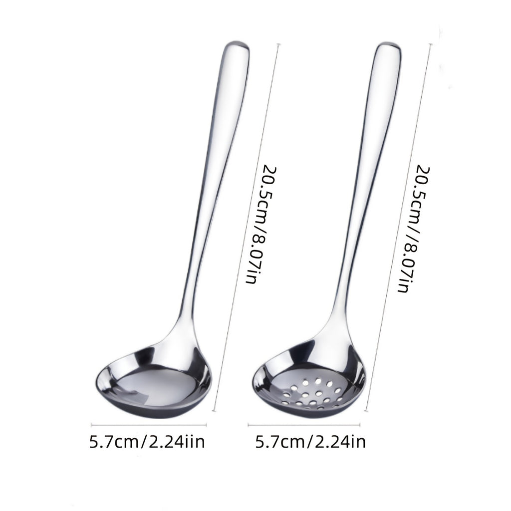 1pc of Thickened Stainless Steel Large Spoons And Slotted Spoons, Creative Western Dining Utensils, Deep Soup Spoons, Ramen Spoons, Hot Pot Spoons, Kitchen, Restaurant, Hotel