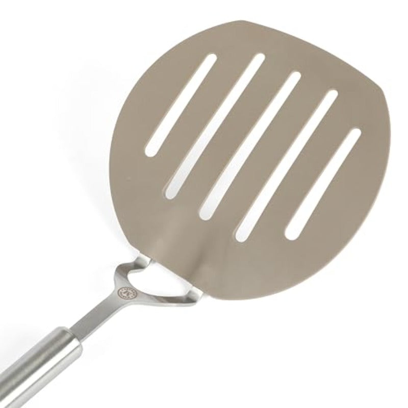 Richburn Large Slotted Pancake Turner with Non-Slip Nylon Flipper - Heavy-Duty Spatula Suitable for Flipping Pancakes, Fish, Omelettes, Serving - Dishwasher, Nonstick-Friendly, Hollow Handle (6.5-inch)