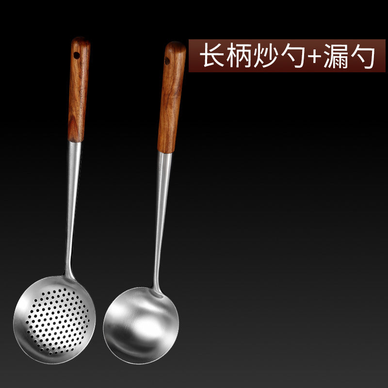 Heavy-Duty -Use Spatula Fried Spoon & Soup Shovel - Long Handle 304 Stainless Steel Kitchen Utensil Suitable for Chefs & Household - Stir-Fry, Saute, Soup Serving