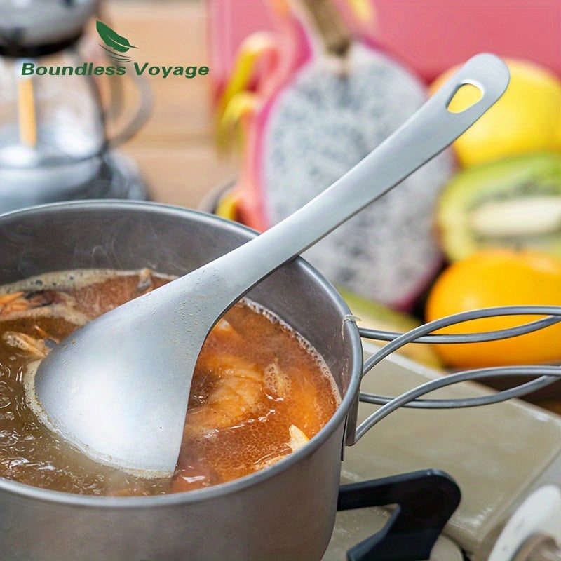 Pure Titanium Soup Spoon Outdoor Spoon Extended Handle Ironing Camping Spatula Camping Rice Spoon Cooking Spoon 1\u002FPcs