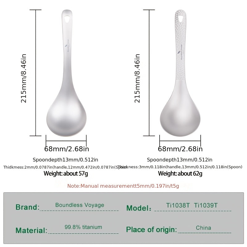 Pure Titanium Soup Spoon Outdoor Spoon Extended Handle Ironing Camping Spatula Camping Rice Spoon Cooking Spoon 1\u002FPcs