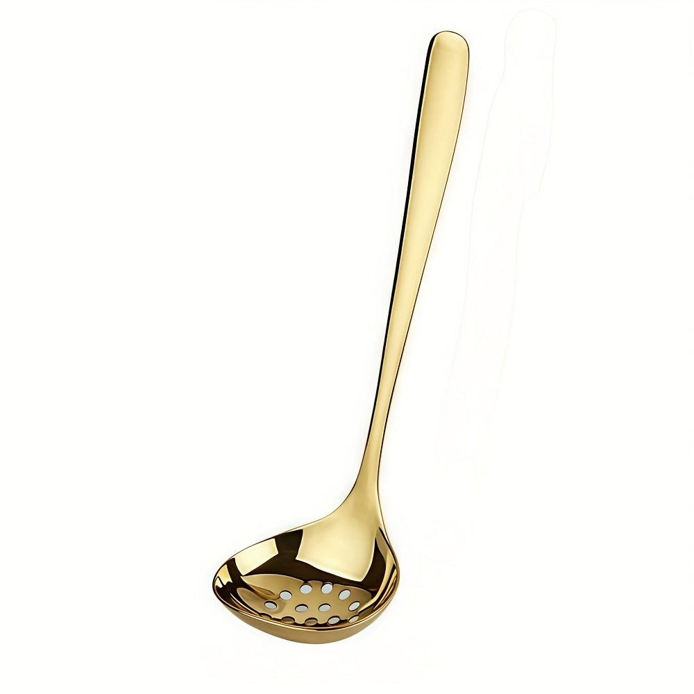 1pc of Thickened Stainless Steel Large Spoons And Slotted Spoons, Creative Western Dining Utensils, Deep Soup Spoons, Ramen Spoons, Hot Pot Spoons, Kitchen, Restaurant, Hotel