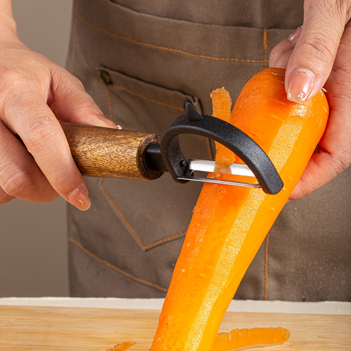 1\u002F 2pcs Stainless Steel Vegetable Peeler with Camphor Wood Handle- Sharp Multi-Function Fruit& Veg Slicer, Ergonomic Kitchen Tool for Potatoes, Carrots& Cucumbers, Traditional Craft Design