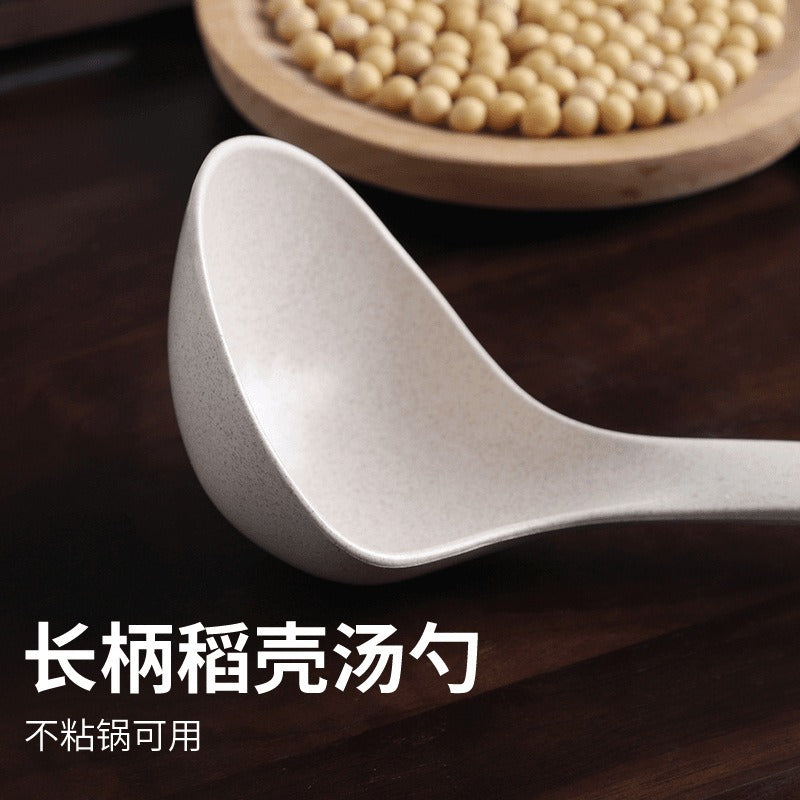 Household Porridge Porridge Kitchen Japanese Spoon Plastic Large Spoon Wheat Straw Long Handle Large Soup Spoon