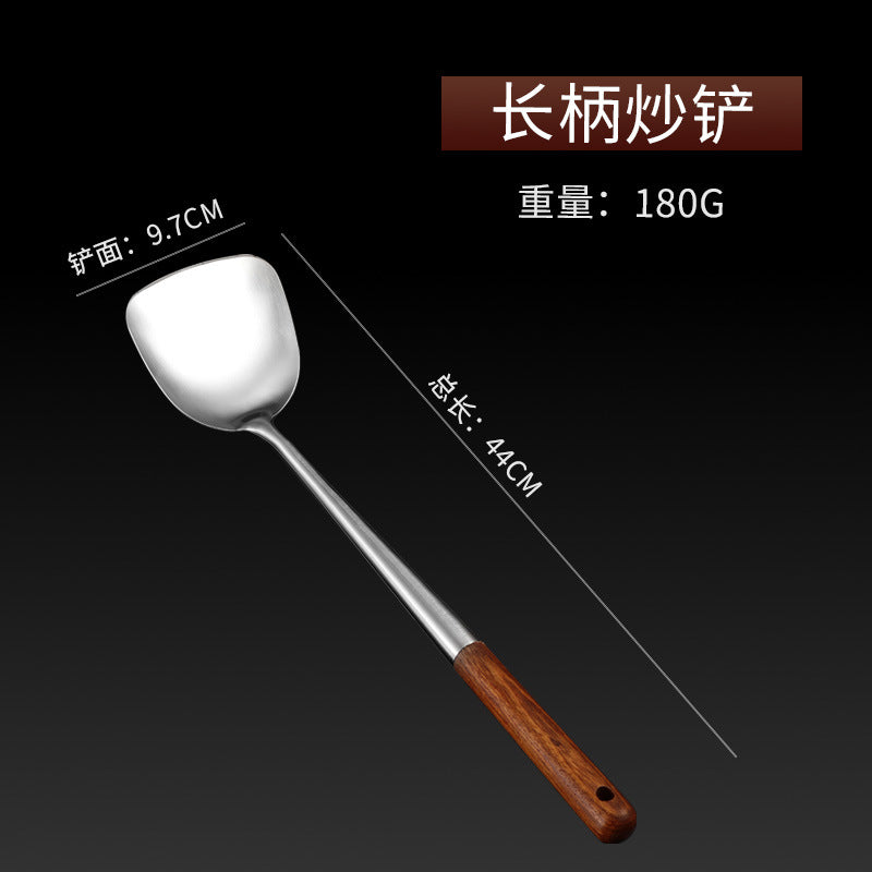 Heavy-Duty -Use Spatula Fried Spoon & Soup Shovel - Long Handle 304 Stainless Steel Kitchen Utensil Suitable for Chefs & Household - Stir-Fry, Saute, Soup Serving