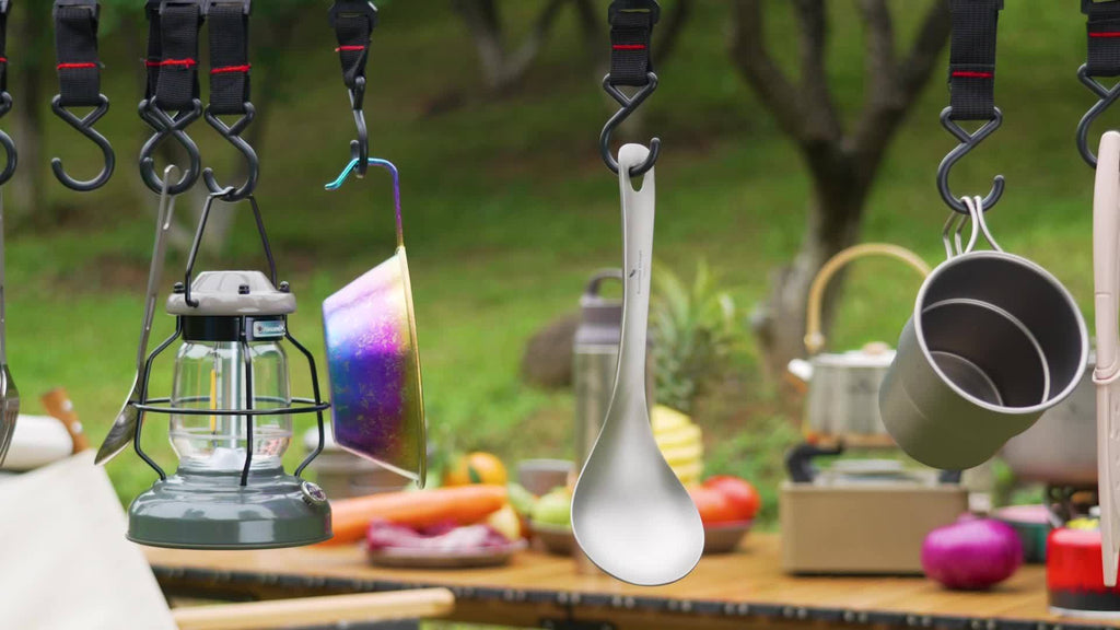 Pure Titanium Soup Spoon Outdoor Spoon Extended Handle Ironing Camping Spatula Camping Rice Spoon Cooking Spoon 1\u002FPcs