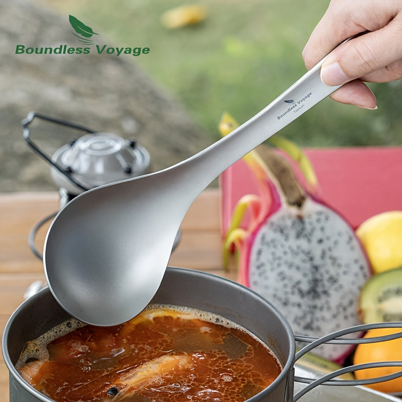 Pure Titanium Soup Spoon Outdoor Spoon Extended Handle Ironing Camping Spatula Camping Rice Spoon Cooking Spoon 1\u002FPcs